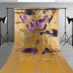 Lofaris Gold Purple Faded Abstract Butterfly Sweep Backdrop