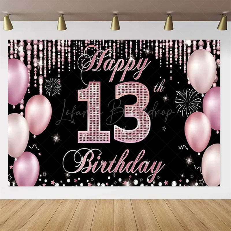 Lofaris Gold Rose 13th Birthday Backdrop Glitter Celebration for Kids Luxury Champagne Party Photo Decor
