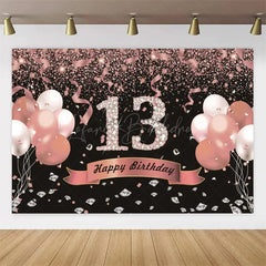 Lofaris Gold Rose 13th Birthday Backdrop Glitter Celebration for Kids Luxury Champagne Party Photo Decor