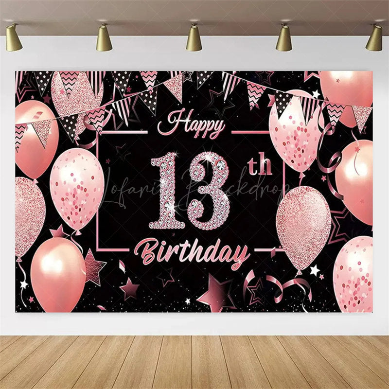 Lofaris Gold Rose 13th Birthday Backdrop Glitter Celebration for Kids Luxury Champagne Party Photo Decor