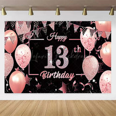 Lofaris Gold Rose 13th Birthday Backdrop Glitter Celebration for Kids Luxury Champagne Party Photo Decor