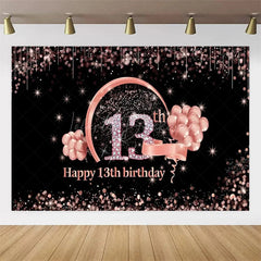 Lofaris Gold Rose 13th Birthday Backdrop Glitter Celebration for Kids Luxury Champagne Party Photo Decor
