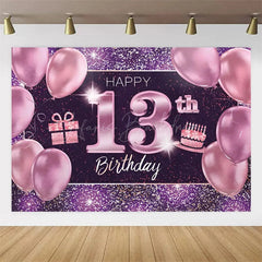 Lofaris Gold Rose 13th Birthday Backdrop Glitter Celebration for Kids Luxury Champagne Party Photo Decor