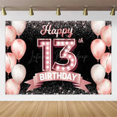 Lofaris Gold Rose 13th Birthday Backdrop Glitter Celebration for Kids Luxury Champagne Party Photo Decor