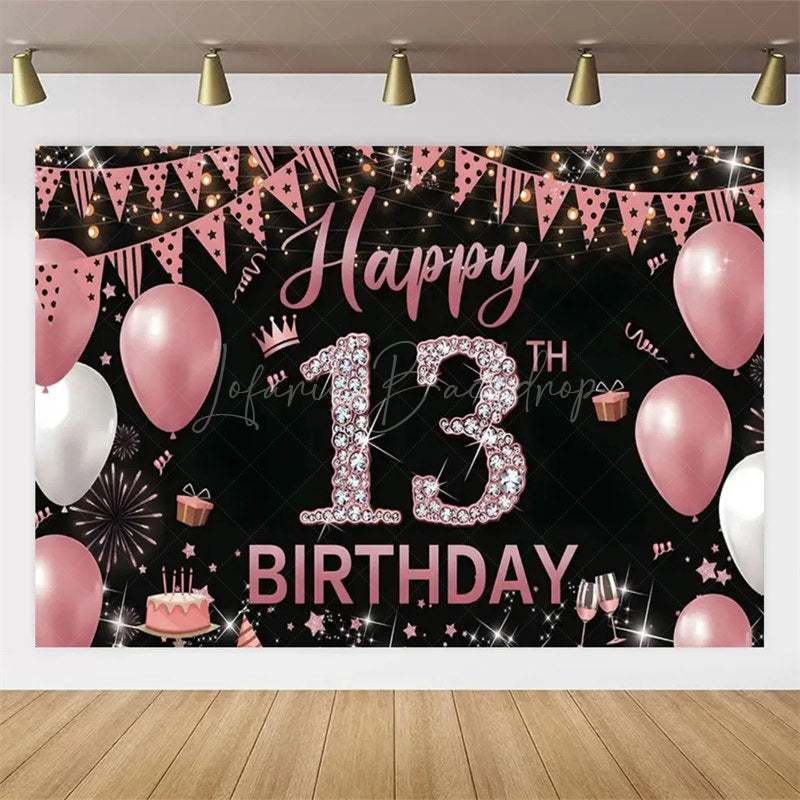 Lofaris Gold Rose 13th Birthday Backdrop Glitter Celebration for Kids Luxury Champagne Party Photo Decor