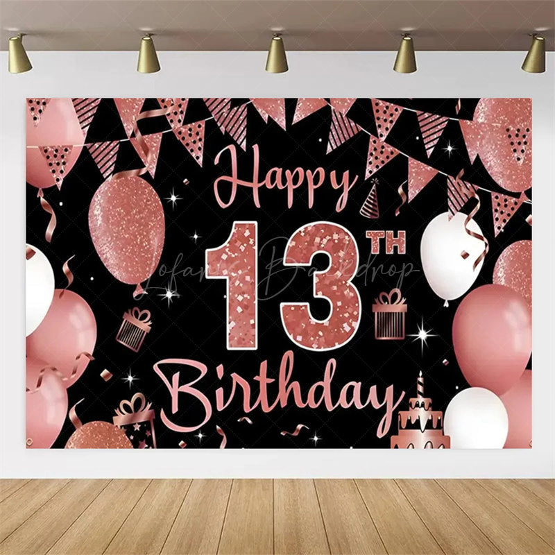 Lofaris Gold Rose 13th Birthday Backdrop Glitter Celebration for Kids Luxury Champagne Party Photo Decor