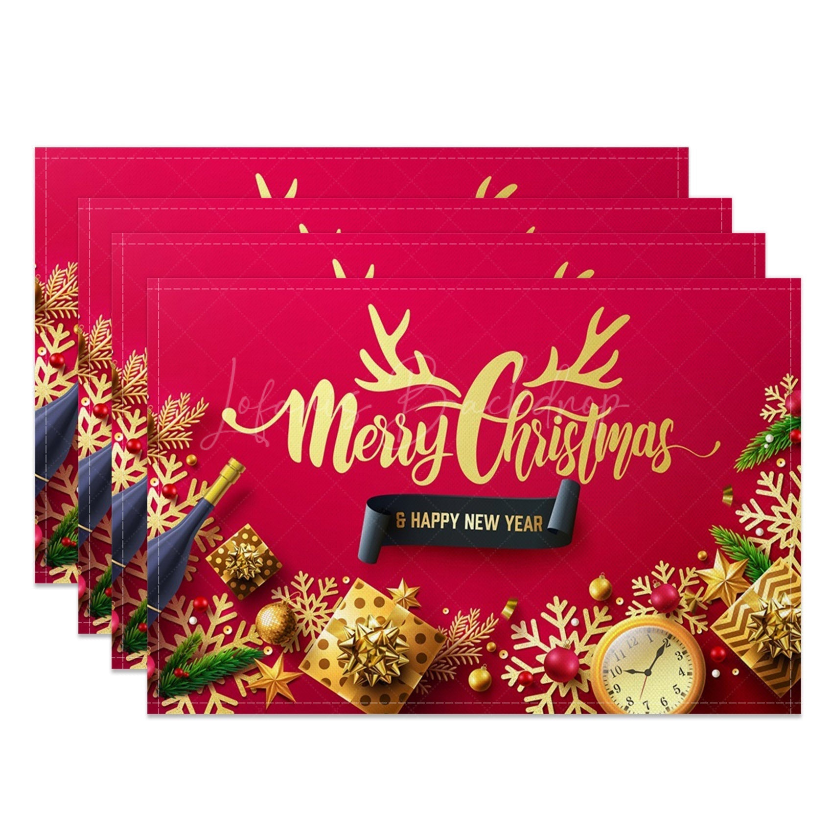 Lofaris Gold Snowflake Clock Gift Xmas Set Of 4 Placemats