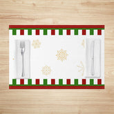 Lofaris Gold Snowflakes Plaid White Xmas Set Of 4 Placemats
