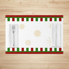 Lofaris Gold Snowflakes Plaid White Xmas Set Of 4 Placemats