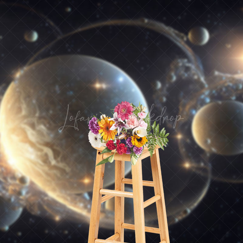 Lofaris Gold Sparkle Galactic Bubbles Fine Art Photo Backdrop