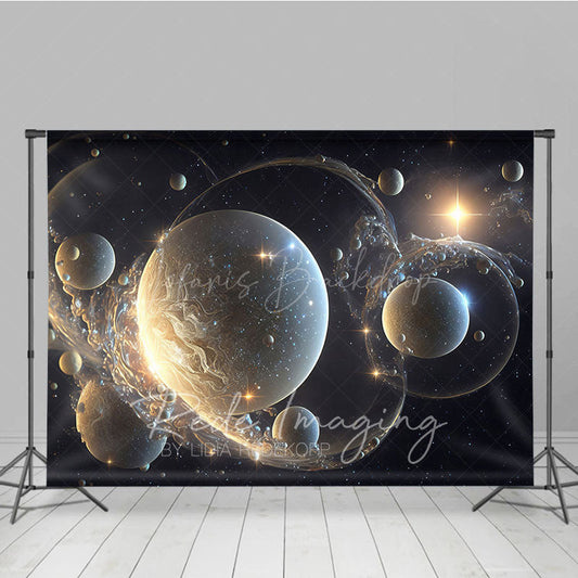 Lofaris Gold Sparkle Galactic Bubbles Fine Art Photo Backdrop