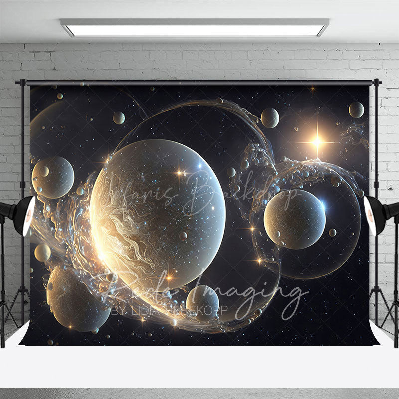 Lofaris Gold Sparkle Galactic Bubbles Fine Art Photo Backdrop