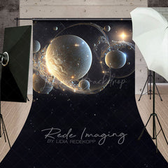 Lofaris Gold Sparkle Galactic Bubbles Fine Art Sweep Backdrop