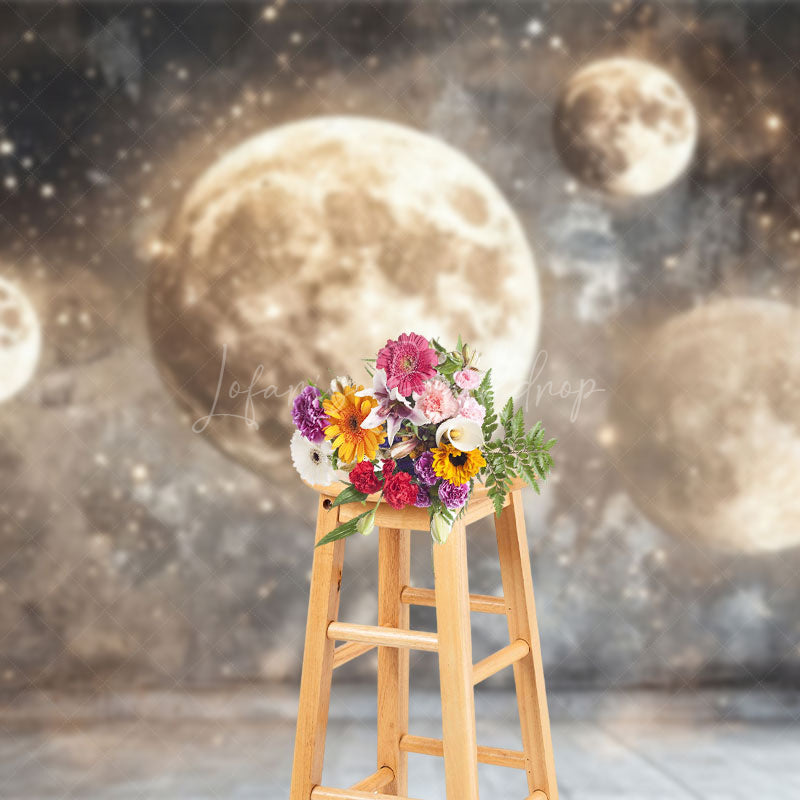 Lofaris Gold Sparkle Grey Full Moon Fine Art Photo Backdrop