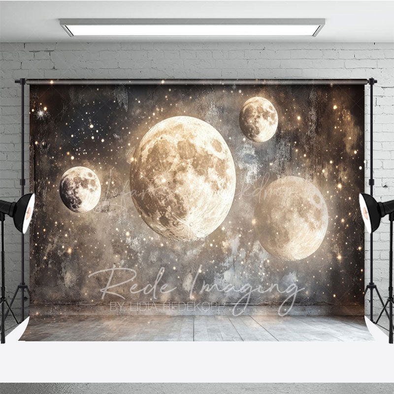 Lofaris Gold Sparkle Grey Full Moon Fine Art Photo Backdrop