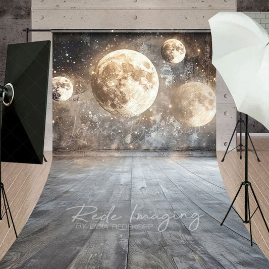 Lofaris Gold Sparkle Grey Full Moon Fine Art Sweep Backdrop