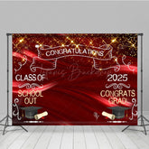 Lofaris Gold Sparkle Red Ribbon Congrats Graduation Backdrop