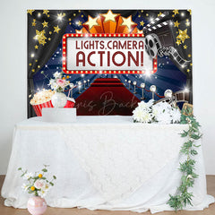 Lofaris Gold Star Glitter Spotlight Carpet Birthday Backdrop