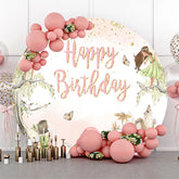 Lofaris Gold Starry Fairy Floral Round Birthday Backdrop