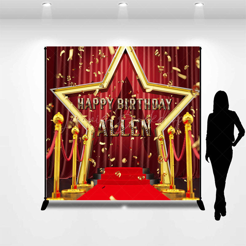 Lofaris Gold Stars Carpet Ribbon Custom Name Birthday Backdrop