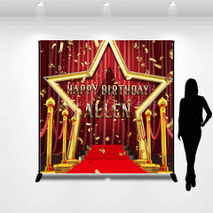 Lofaris Gold Stars Carpet Ribbon Custom Name Birthday Backdrop