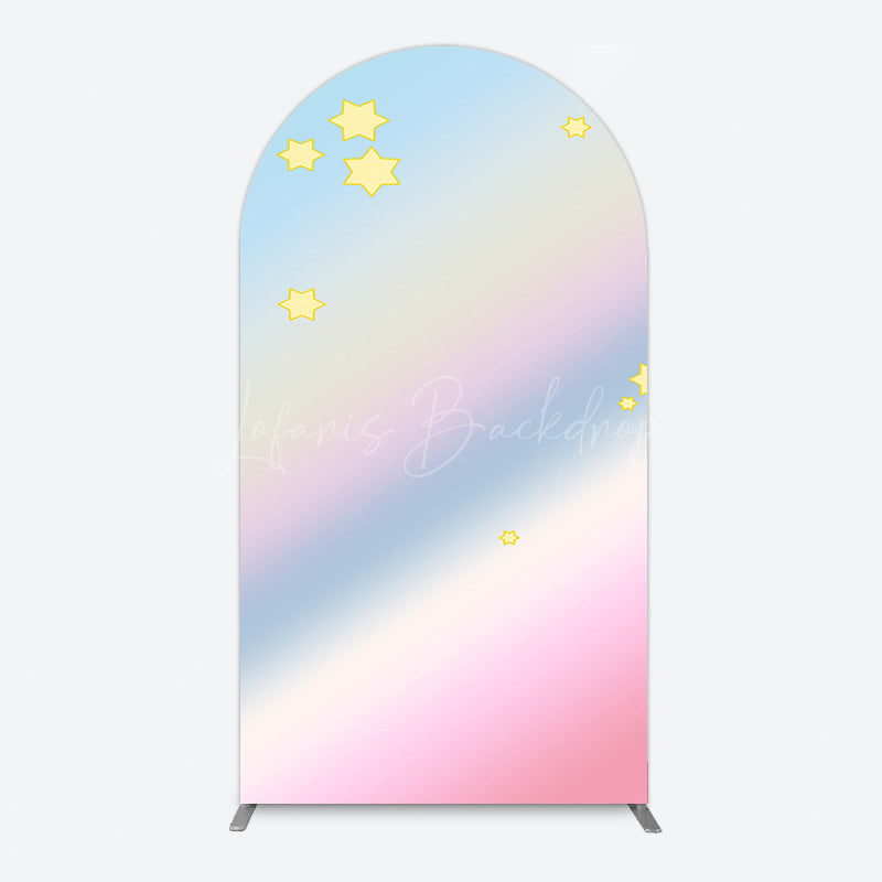 Lofaris Gold Stars Colorful Rainbow Birthday Arch Backdrop