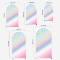 Lofaris Gold Stars Colorful Rainbow Birthday Arch Backdrop