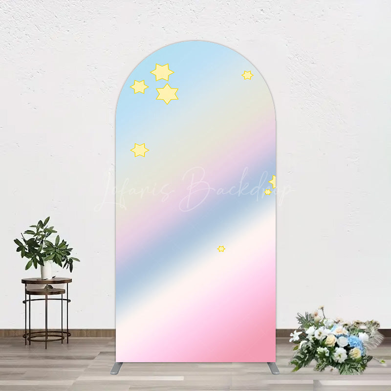 Lofaris Gold Stars Colorful Rainbow Birthday Arch Backdrop