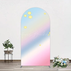 Lofaris Gold Stars Colorful Rainbow Birthday Arch Backdrop