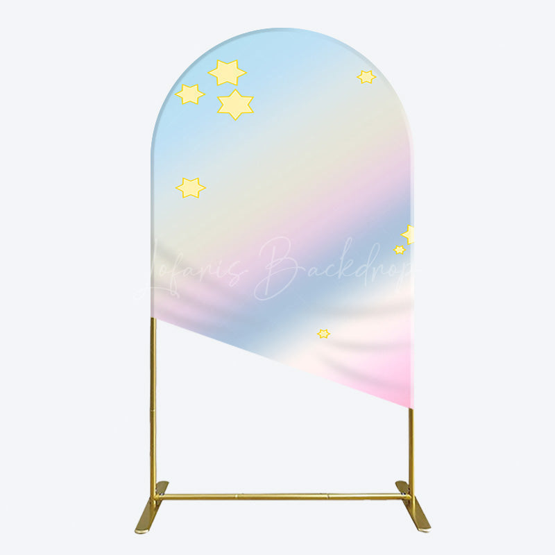 Lofaris Gold Stars Colorful Rainbow Birthday Arch Backdrop