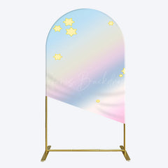 Lofaris Gold Stars Colorful Rainbow Birthday Arch Backdrop