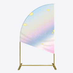 Lofaris Gold Stars Colorful Rainbow Birthday Half Moon Arch Backdrop