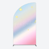 Lofaris Gold Stars Colorful Rainbow Birthday Half Moon Arch Backdrop