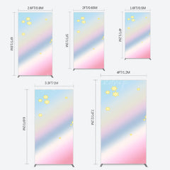 Lofaris Gold Stars Colorful Rainbow Birthday Rectangle Backdrop