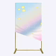 Lofaris Gold Stars Colorful Rainbow Birthday Rectangle Backdrop