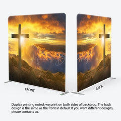 Lofaris Gold Sunset Mountain Easter Square Tension Backdrop