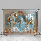 Lofaris Gold Wall Blue Hot Air Balloon Cake Samsh Backdrop