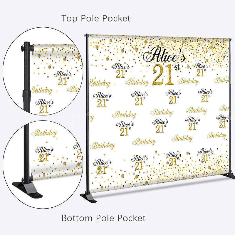 Lofaris Gold White Step And Repeat Custom Birthday Backdrop