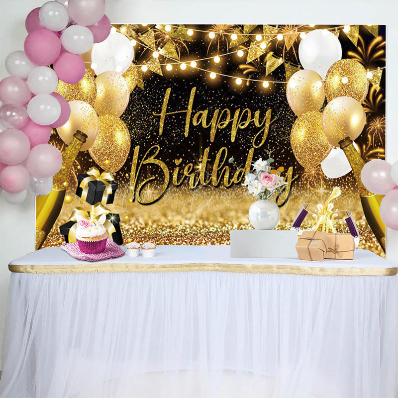 Lofaris Golden Balloons Gift Bokeh Vibe Birthday Backdrop
