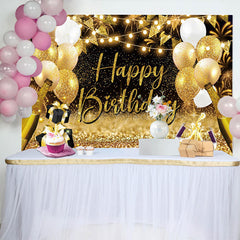 Lofaris Golden Balloons Gift Bokeh Vibe Birthday Backdrop