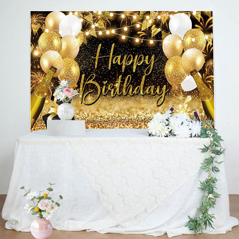 Lofaris Golden Balloons Gift Bokeh Vibe Birthday Backdrop