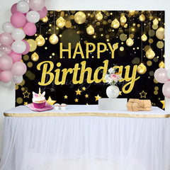 Lofaris Golden Bokeh Vibe Lights Happy Birthday Backdrop