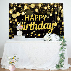 Lofaris Golden Bokeh Vibe Lights Happy Birthday Backdrop