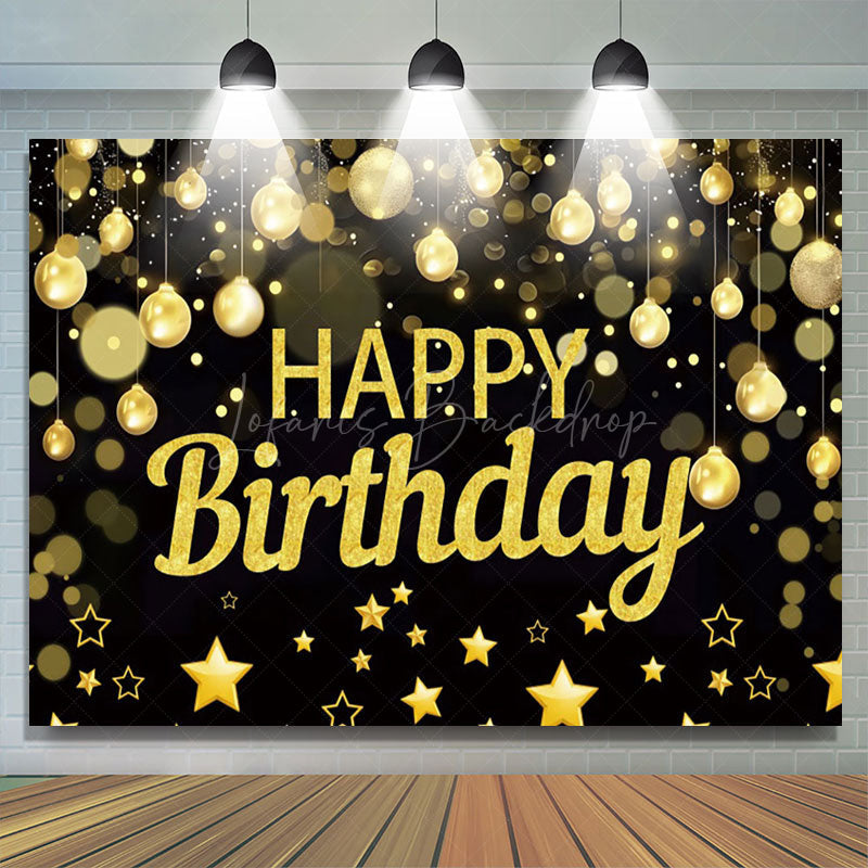 Lofaris Golden Bokeh Vibe Lights Happy Birthday Backdrop