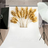 Lofaris Golden Feather Boho Copy Ornaments Sweep Backdrop