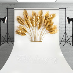 Lofaris Golden Feather Boho Copy Ornaments Sweep Backdrop