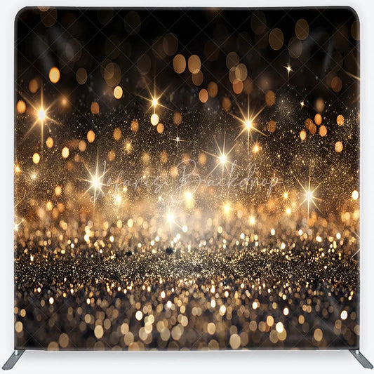 Lofaris Golden Glitter and Sparkling Lights Square Double-Sided Backdrop Festive Celebration Party Decor for Photography