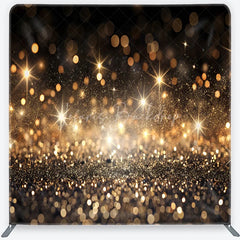 Lofaris Golden Glitter and Sparkling Lights Square Double-Sided Backdrop Festive Celebration Party Decor for Photography