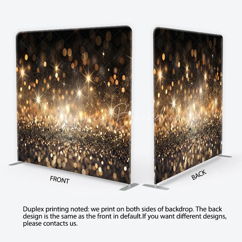 Lofaris Golden Glitter and Sparkling Lights Square Double-Sided Backdrop Festive Celebration Party Decor for Photography