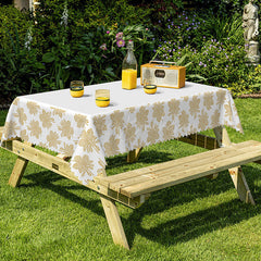 Lofaris Golden Leaf Print All Around Rectangular Tablecloth